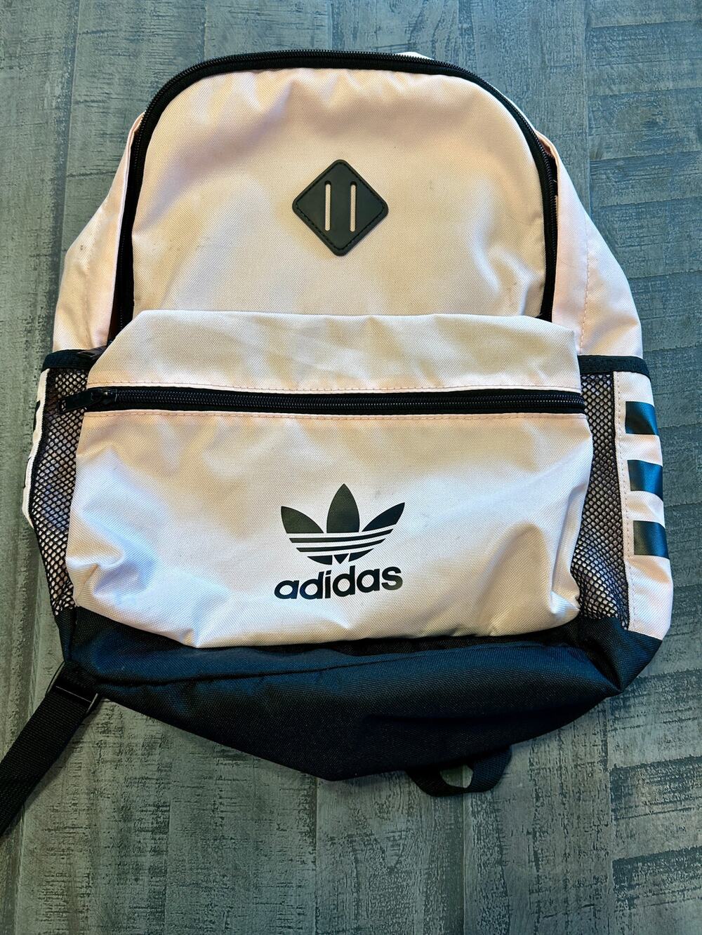 Adidas Classic Soft Pink Black Strap School Backpack Daypack EUC